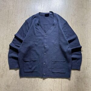 Puritan Cardigan Sweater Mens Large Blue Knit Button V Neck Pockets Casual